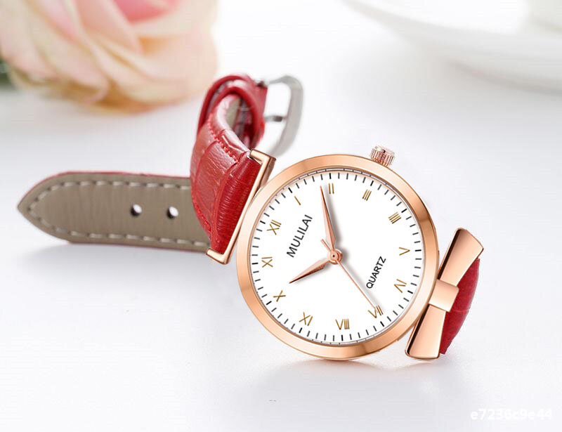 Reloj de pulsera clásico para mujer, relojes de pulsera de cuero y oro rosa, relojes de pulsera de cuarzo japoneses, femenino