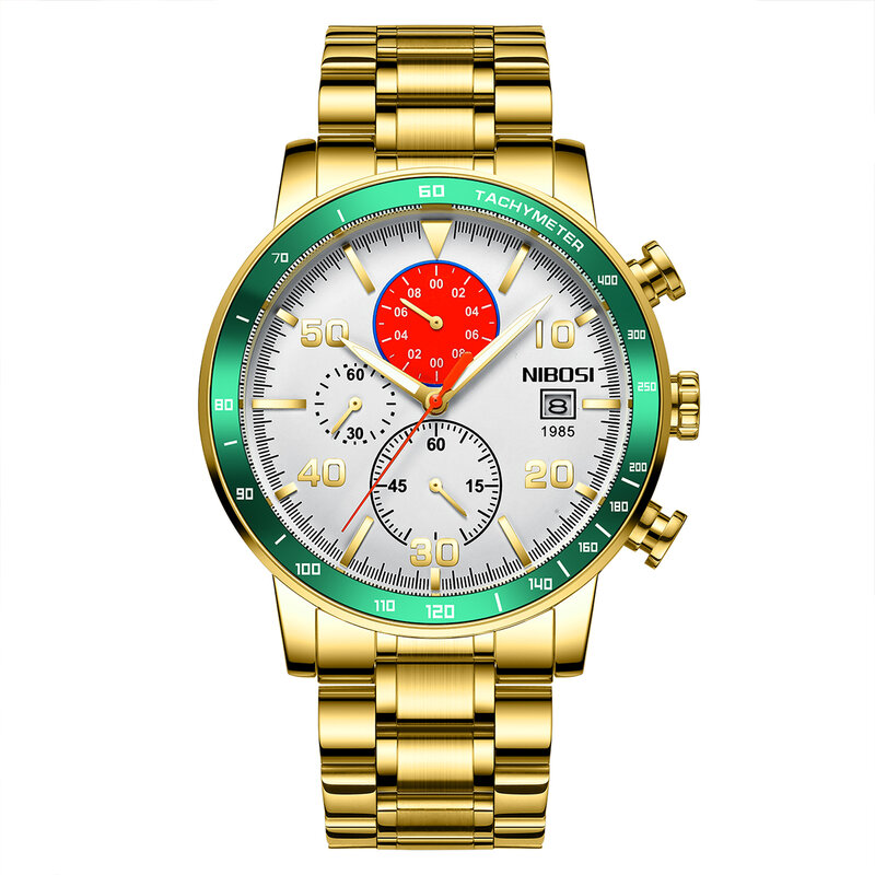 NIBOSI Men's Watches Sun Series Sport Quartz Watch Man Business Waches Men Fashion Chronograph Wristwatch Stainless Steel Strap