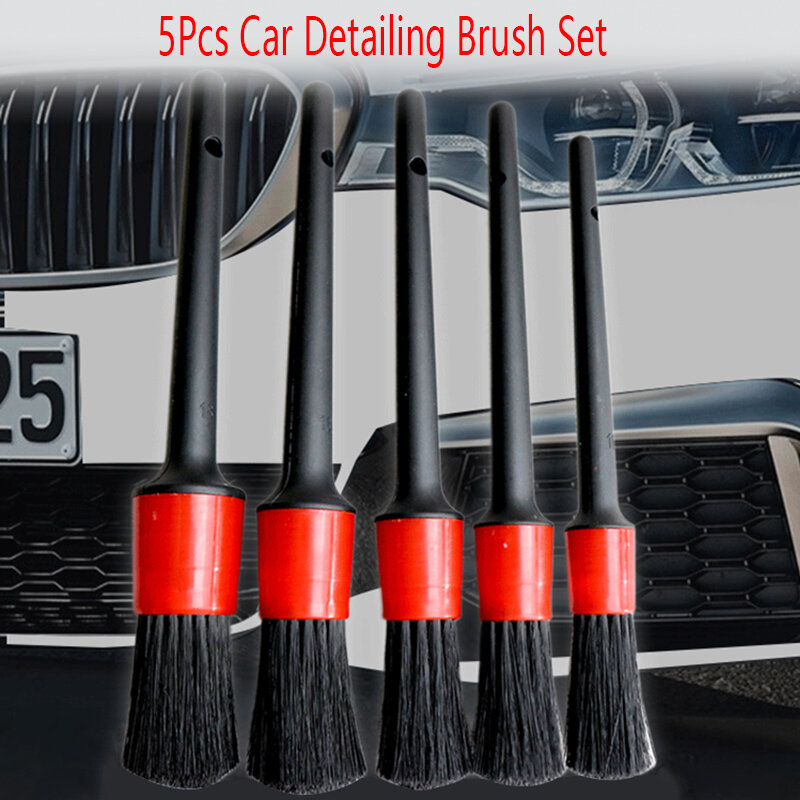5 pçs carro detalhando escova de limpeza automática carro detalhamento conjunto dashboard saída ar limpa escova ferramentas lavagem carro acessórios