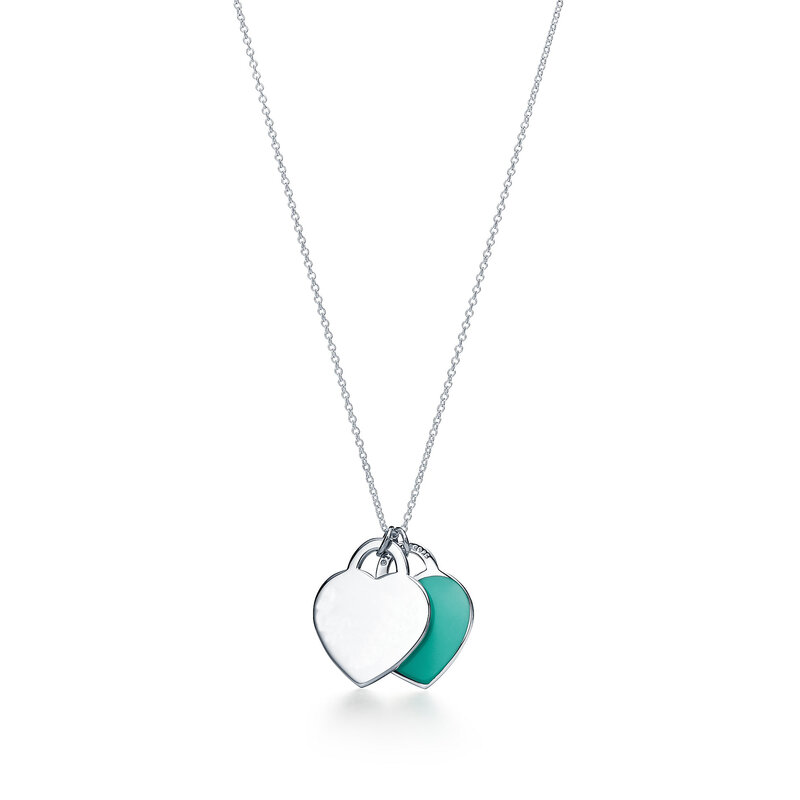 Luxus und mode S925 Sterling Silber Doppel Herz Halskette, frauen halskette, geeignet für hochzeit und geburtstag geschenke,
