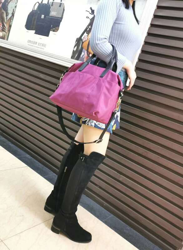 Bolsa mensageiro feminina de nylon, bolsa à prova d'água de cor pura de poliéster com alça grande