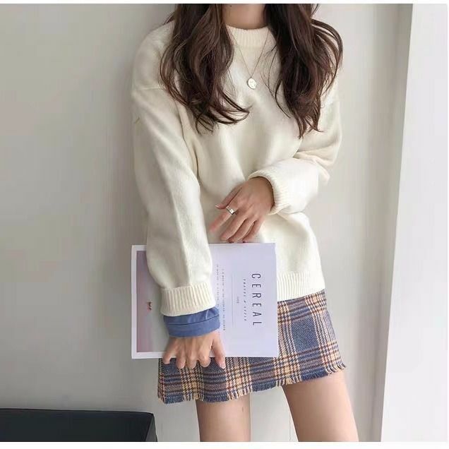 Sweter z okrągłym dekoltem koreańska moda z dzianiny z długim rękawem ściąga Femme Automne Hiver swetry damskie swetry