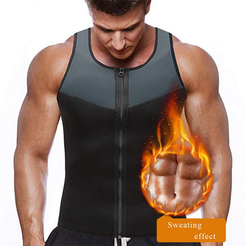 Oeak homens moda ginásio de fitness neoprene sauna colete nova suado quente cintura trainer corpo shaper emagrecimento terno perda de peso zíper colete
