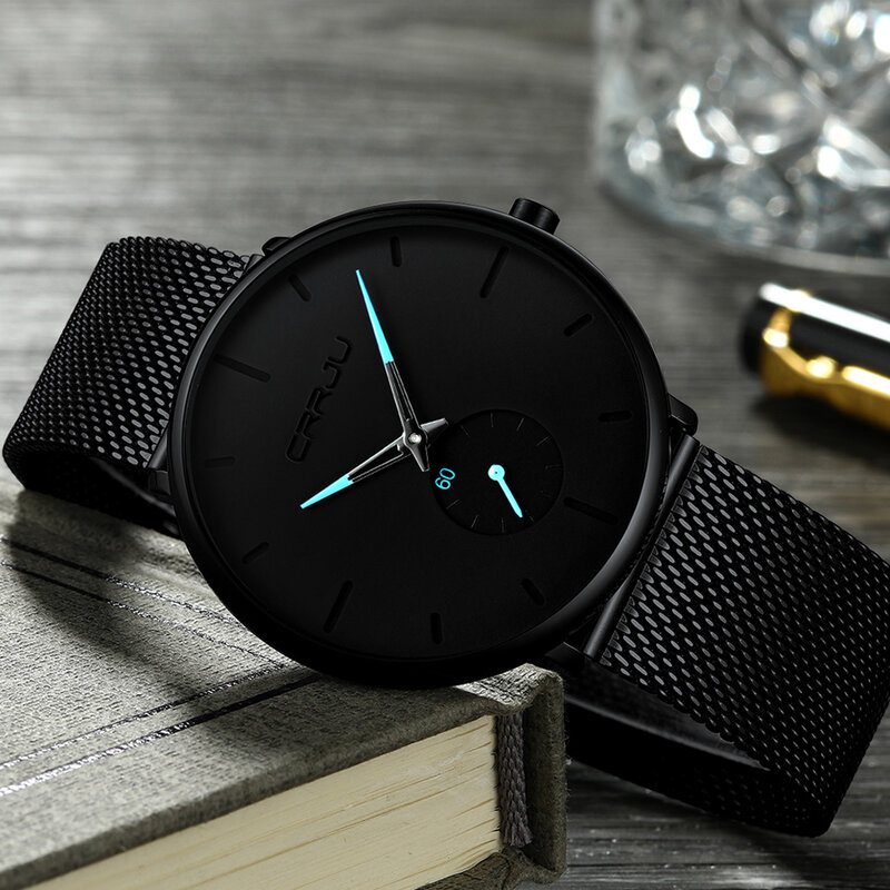 CRRJU – montre de sport minimaliste pour hommes, nouvelle marque de luxe, en acier inoxydable, étanche, décontractée, horloge à Quartz