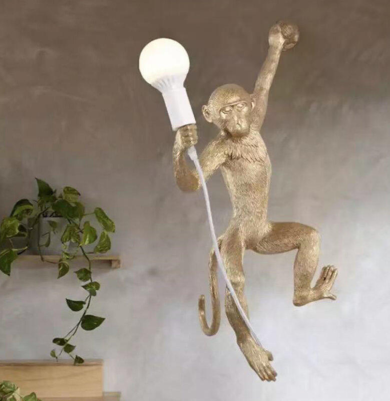 LED Harz Affe Anhänger Licht SELETTI Schwarz Weiß Gold Moderne Hanf Seil Lampen Für Wohnzimmer Kunst Parlor Studie Lichter glanz