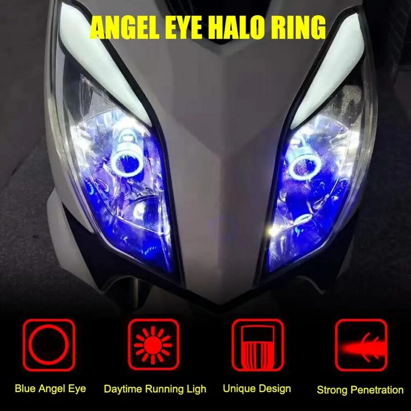 블루/핑크 천사 눈 H4 LED 오토바이 헤드 라이트 Ba20d HS1 H6 스쿠터 오토바이 전조등 전구 DRL 액세서리 12/24V