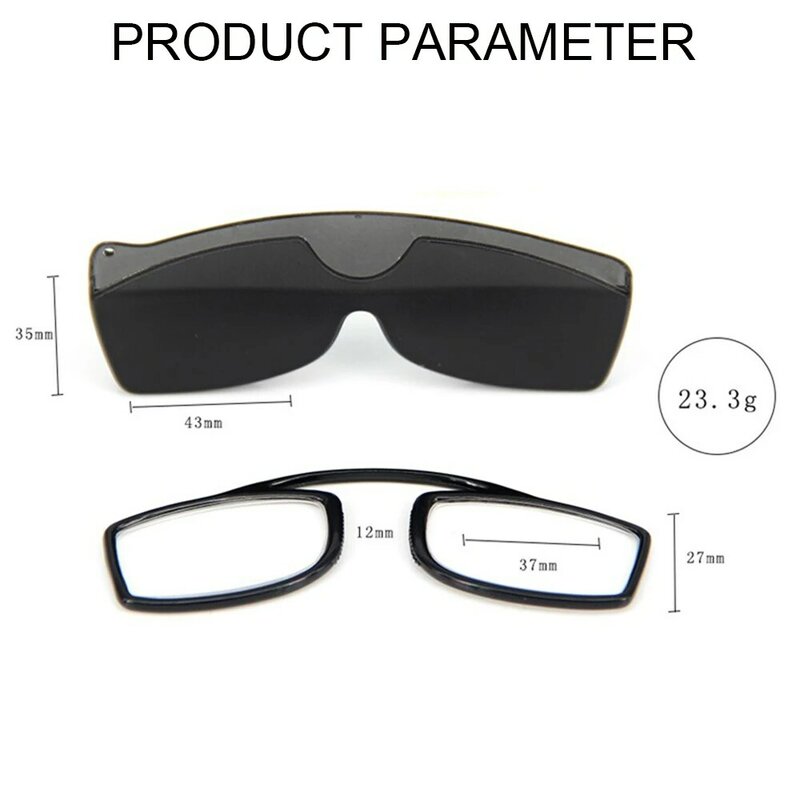 Ienjoy Mini Leesbril Mannen TR90 Mini Leesbril Neus Clip Vergrootglas Verziend Glazen Voor Mannen Vrouwen Zwart Met Case