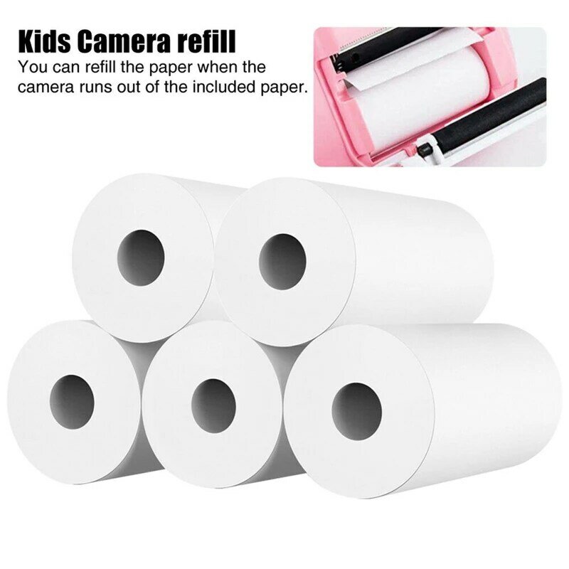 10 Rolls Wit Kinderen Camera Houtpulp Thermisch Papier Instant Print Kids Camera Afdrukken Papier Vervanging Accessoires Onderdelen