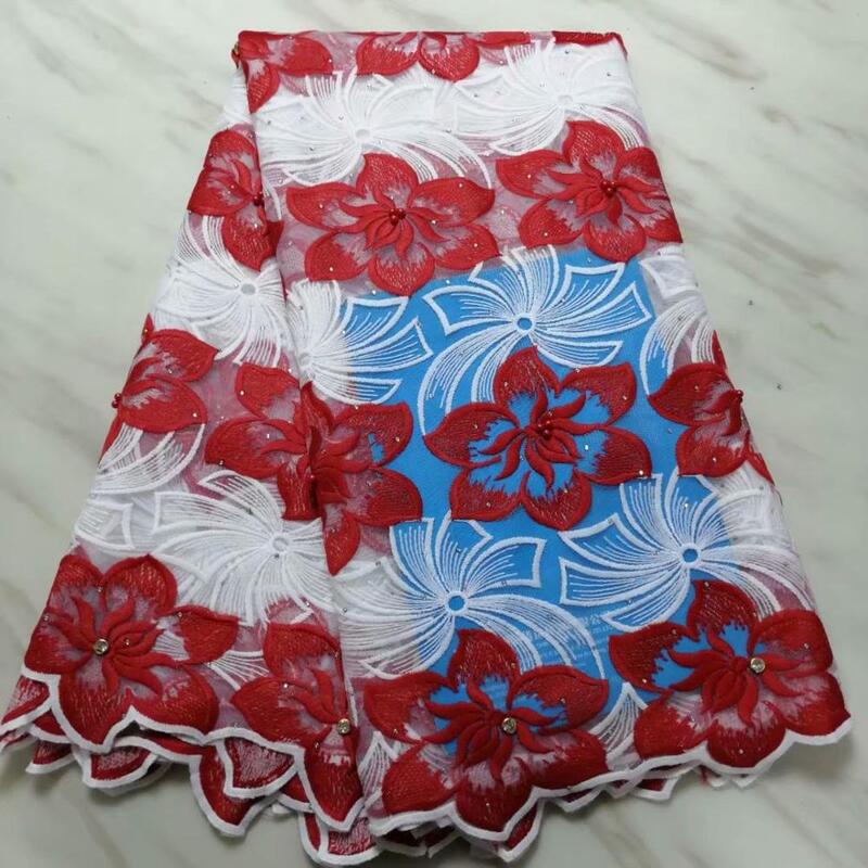 Último tejido de encaje francés con cuentas 2019 africano neto Floral bordado guipur nigeriano cordón tela de encaje para vestido de fiesta de boda