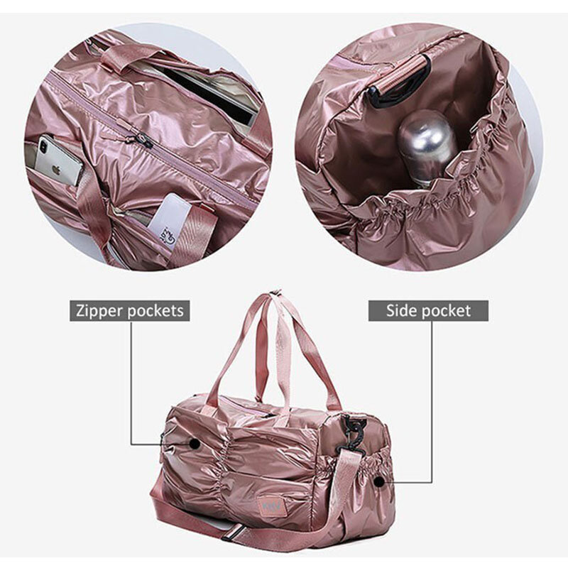 Waterproof Travel Bag Brand Big Zipper Nylon Pure Color Fashion Sports Fitness Shoulder Bag For Women Men's Gym Bag With Shoes