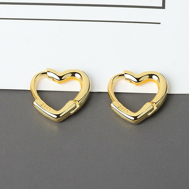 Aide Fashion 925 srebro minimalistyczne proste słodkie słodkie serce kształtne zapięcie Hoop kolczyki Huggie dla kobiet urok biżuterii