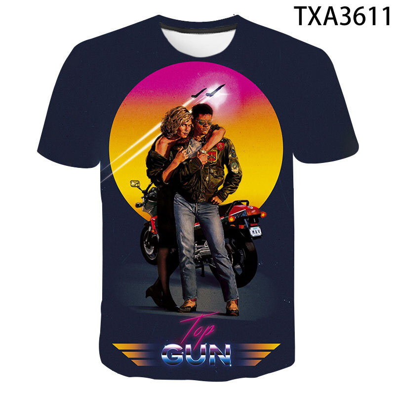 T-shirt homme femme enfant avec film imprimé, Top avec pistolet Maverick Tom Cruise, 2021