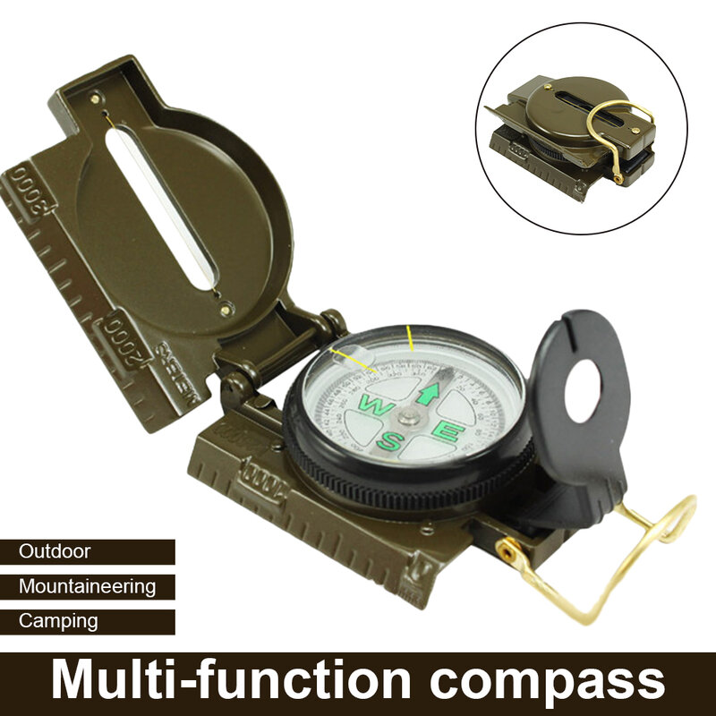 Portable Compass Multifunctional Military Sighting Navigation Lensatic Compass with Inclinometer for Camping Hiking Backpacking