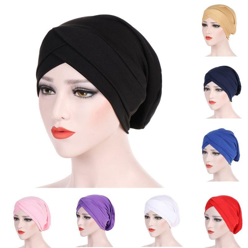 Muslim Cross Scarf  Inner Hijab Cap Islamic Head Wear Hat Headband Turban Head Scarf Headwrap Women Muslim Hijab