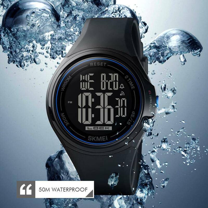 SKMEI-reloj deportivo para hombre, cronógrafo digital con pantalla táctil, LED, resistente al agua hasta 50M, despertador