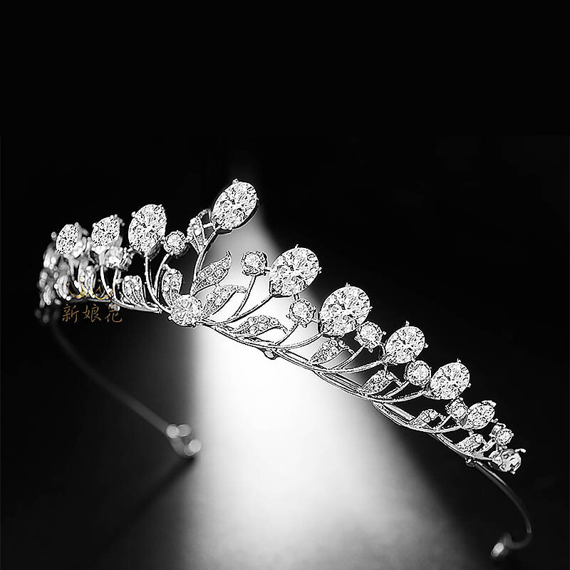 Simple Leaf Rhinestone Tiaras and Crowns Royal Princess diadema Crystal Headbands for Women Bride Wedding Hair Jewelry Ornaments