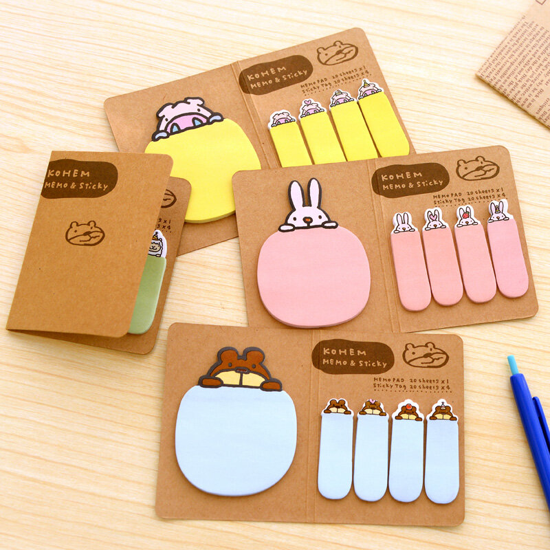 Kawaii Animal coreano conejo oveja papelería Bloc de notas adhesivas para álbum de recortes, libro de notas, pegatina de papel, marcapáginas, nuevo