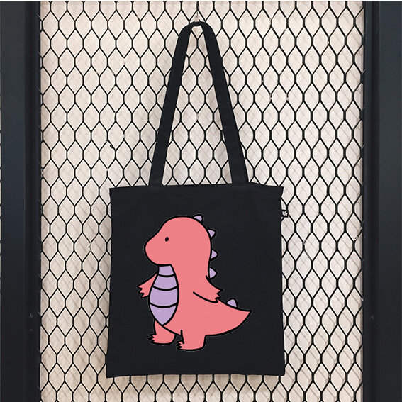 Bolso de lona de dinosaurio de dibujos animados para mujer, bolsa de hombro Shopper, grande, de diseñador, de Anime, Eco Shoping, de tela estampada, 2021