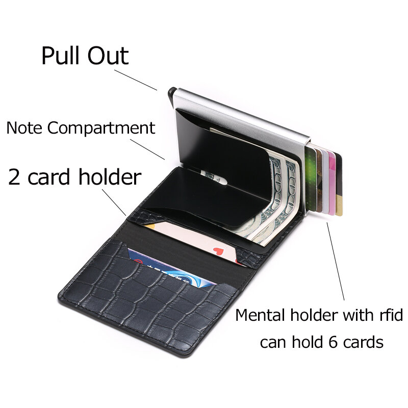 Zovyvol-carteiras para cartões de crédito unissex, 2021, carteiras finas, metal, alumínio, bloqueio rfid, compartimento para cartões de id