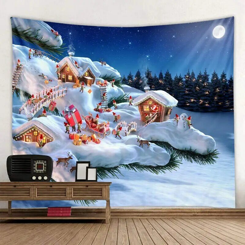 2022 neue Jahr Tag Dekorative Print Tapisserie Schlafzimmer Wohnzimmer Wandbehang Home Decor Weihnachten Matte für Weihnachten Neue Jahr