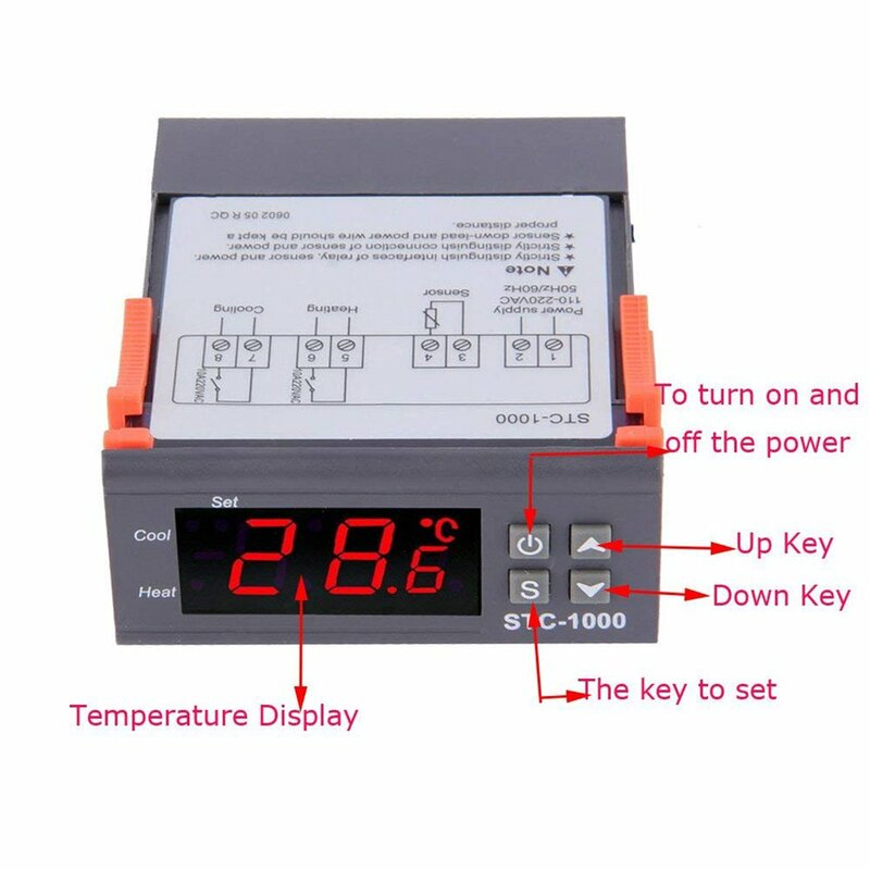 Controlador de temperatura Digital profesional STC-1000, termostato de acuario con Cable de sonda de Sensor, multiusos