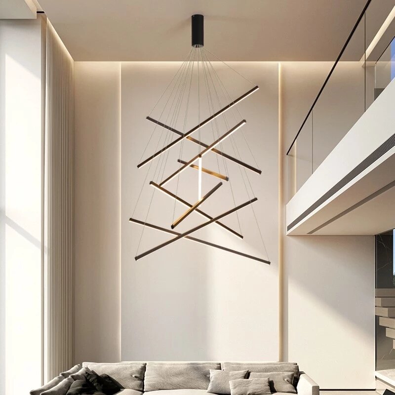 현대 듀플렉스 아파트 LED 샹들리에 알루미늄 천장 최고 학년 펜 던 트 램프 거실 다 이닝 룸 로프트 침실