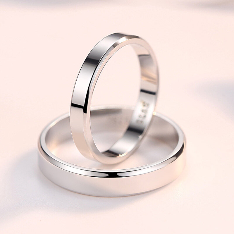 女性と男性のためのスターリングシルバー100% リング,結婚指輪,シンプル,滑らか,誕生日ジュエリー,ギフト,925