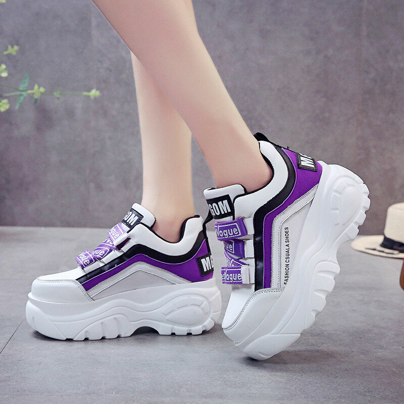 WDHKUN Thick Bottom Chunky Sneakers Women White Black Patchwork High Platform Shoes Woman Casual Autumn Winter Wedges Footwear