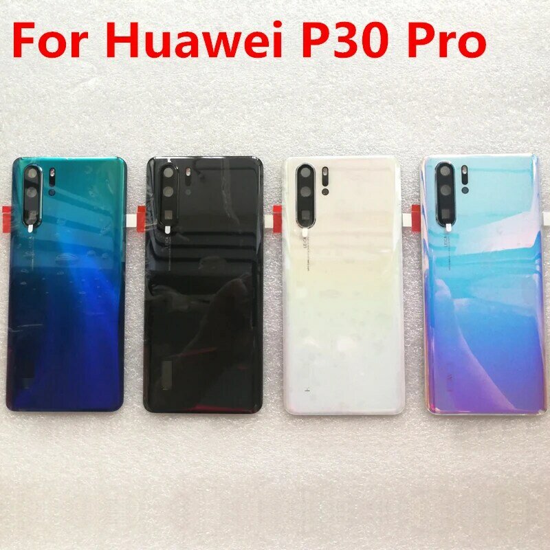 For P30 Pro Original Tempered Glass Back Cover Spare Parts For Huawei P30 Pro Back Battery Cover Door Housing + Camera Frame