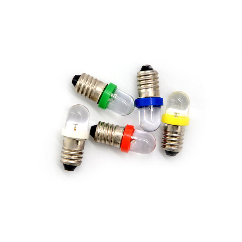 5 pces baixo consumo de energia e10 led parafuso base indicador bulbo branco frio 6 v/12 v/24 v dc lâmpada atacado