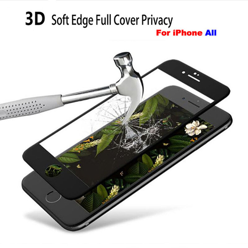 Película de vidro temperado 3d para iphone, 6 6s 7 8 plus, 7 8 6x11 pro max, protetor de tela