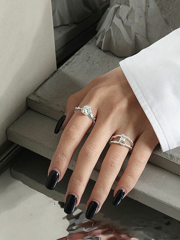 S'steel Sterling Zilver 925 Onregelmatige Ring Voor Vrouwen 18K Gouden Plaat Ringen Minimalistische Accesoires Verstelbare 2021 Fijne Sieraden