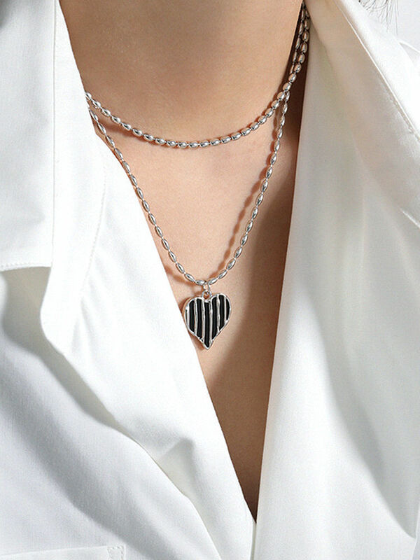 S'STEEL-collar de plata de ley 925 con diseño minimalista, colgante de cadena con cuenta de arroz, estilo bohemio, para mujeres