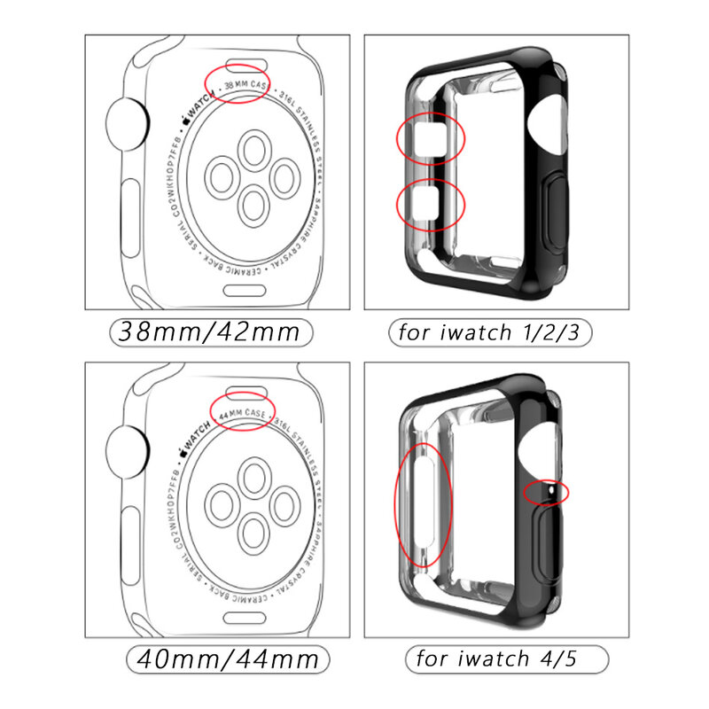 Copertura della cassa del diamante Per Apple watch band 5 4 3 2 1 copertura della cassa 44 millimetri 40 millimetri 42 millimetri 38 millimetri iwatch fascia di Cristallo paraurti di protezione