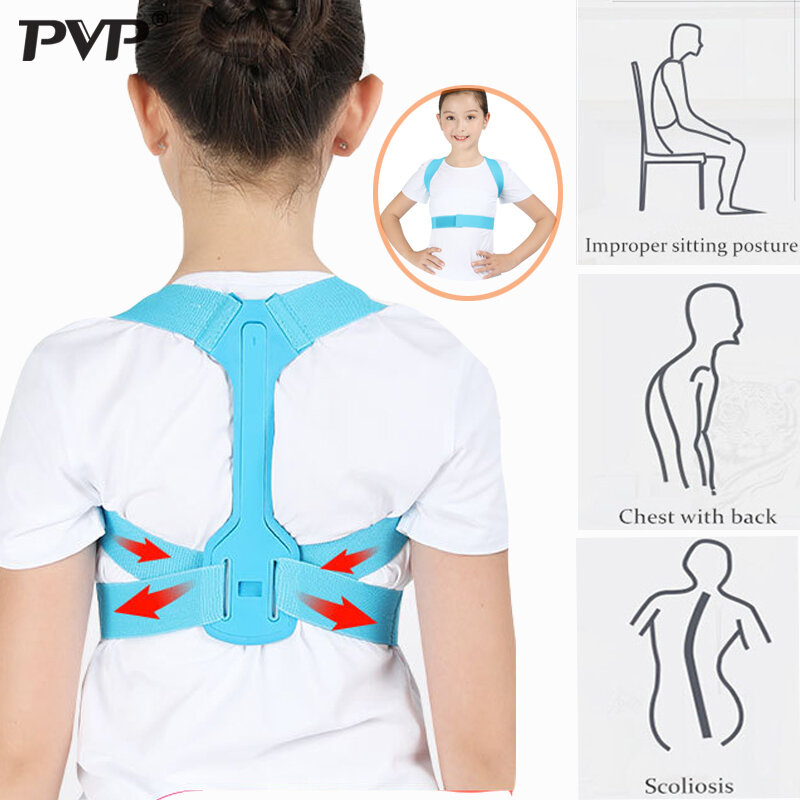 PVP เด็ก Posture Corrector Back Posture Trainer Clavicle กระดูกสันหลังไหล่เข็มขัดปรับความยาวกลับสนับสนุน