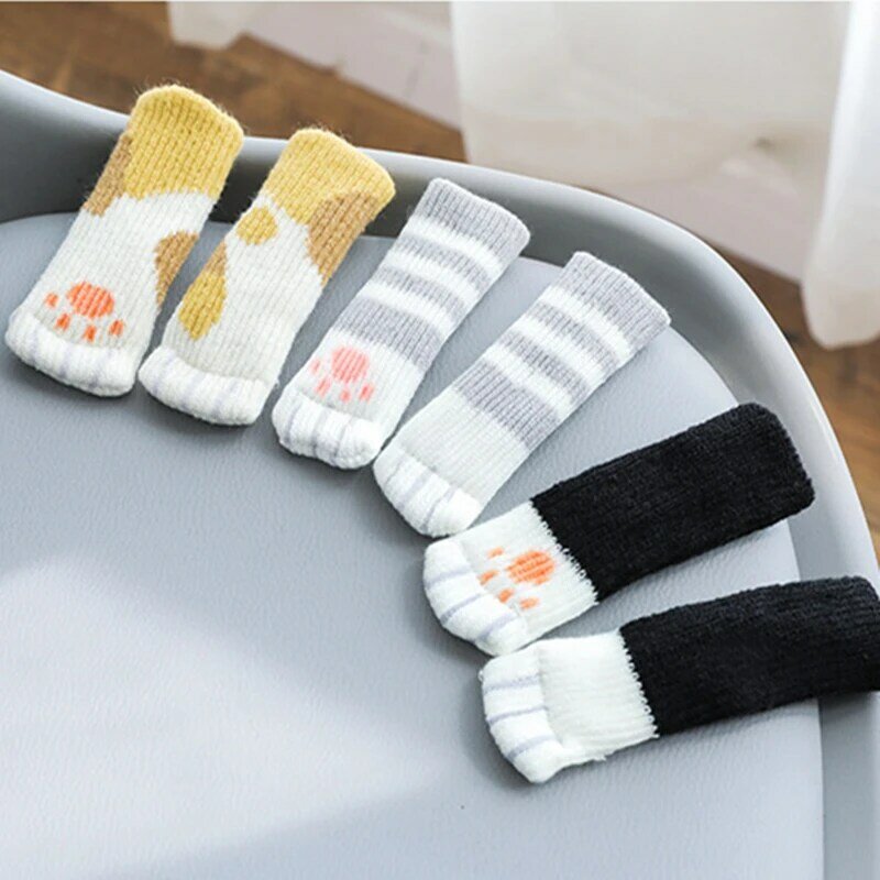4/8pcs Table And Chair Foot Pad Foot Cover Protective Cover Cat Claw Knitted Socks Mute Wear-resistant Non-slip Mat Home Mat