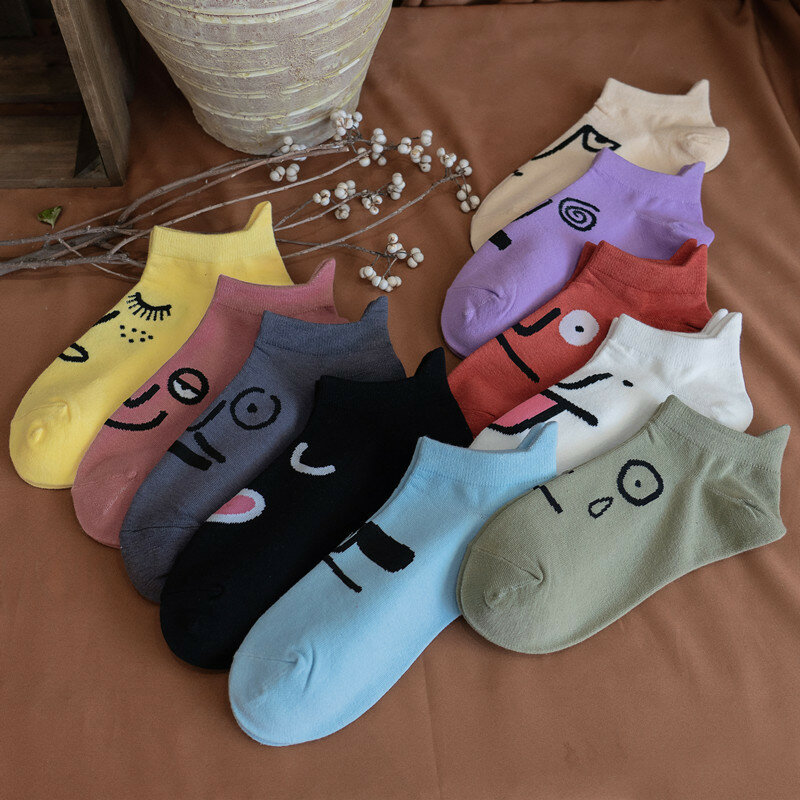 Meias femininas divertidas, meias de algodão com estampa de desenho animado, coreana, série criativa, 2021
