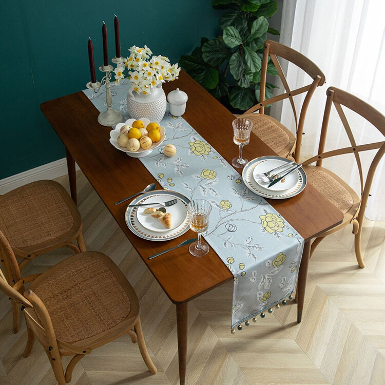 New Nordic fresh diamond pattern table runner jacquard tea flag table mat coffee table cover cloth