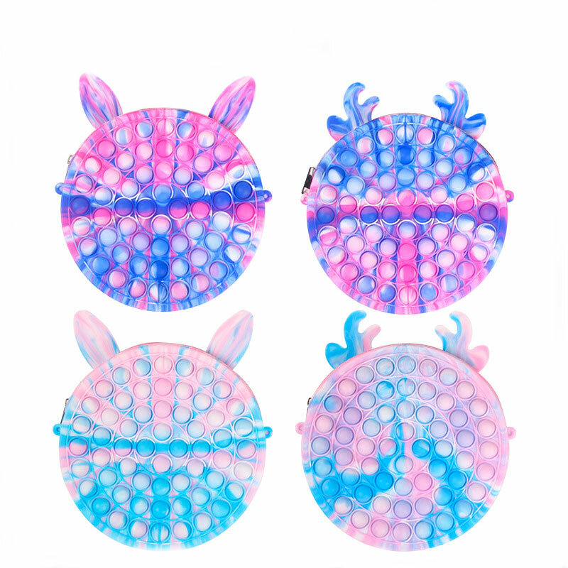 Shoulder Bag Fidget Toys Rainbow-Rabbit Handbag for Girls Silicone Bag for Girls Bubble Game Dimple Fidget Sensory Toys Kids Gif
