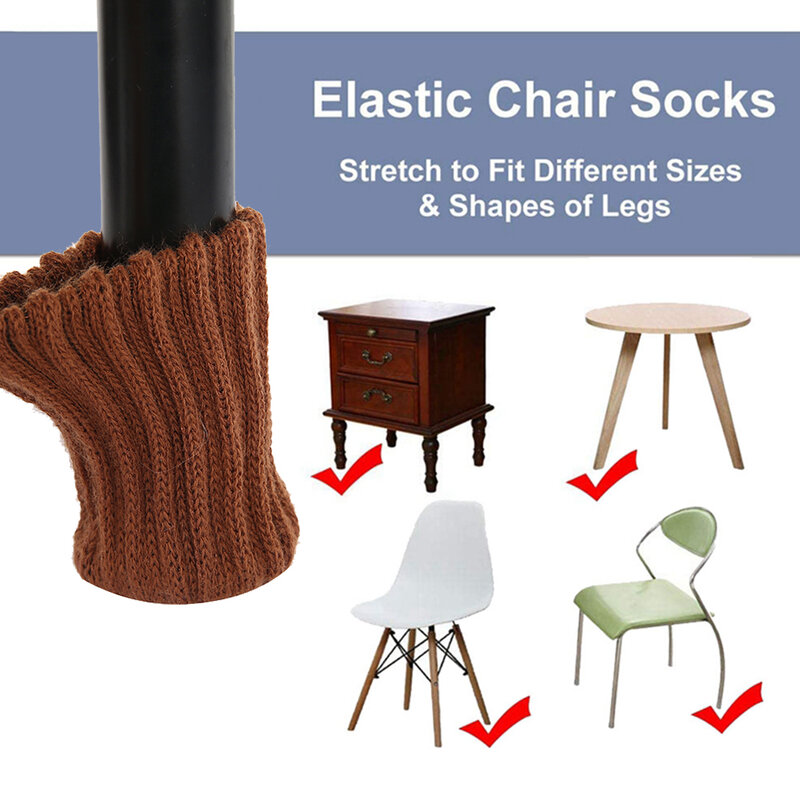 24PCS Knitted Chair Leg Socks Furniture Table Feet Leg Floor Protectors Covers Floor Protection Pads Moving Noise Reduction