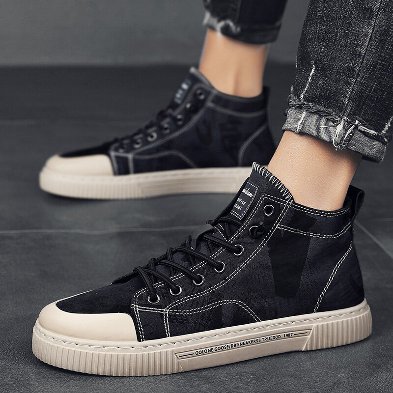 High Top Sneakers Canvas Shoes Men Fashion White Sport Shoes for Man Outdoor Sneakers Comfort Black Mens Casual Shoes Light