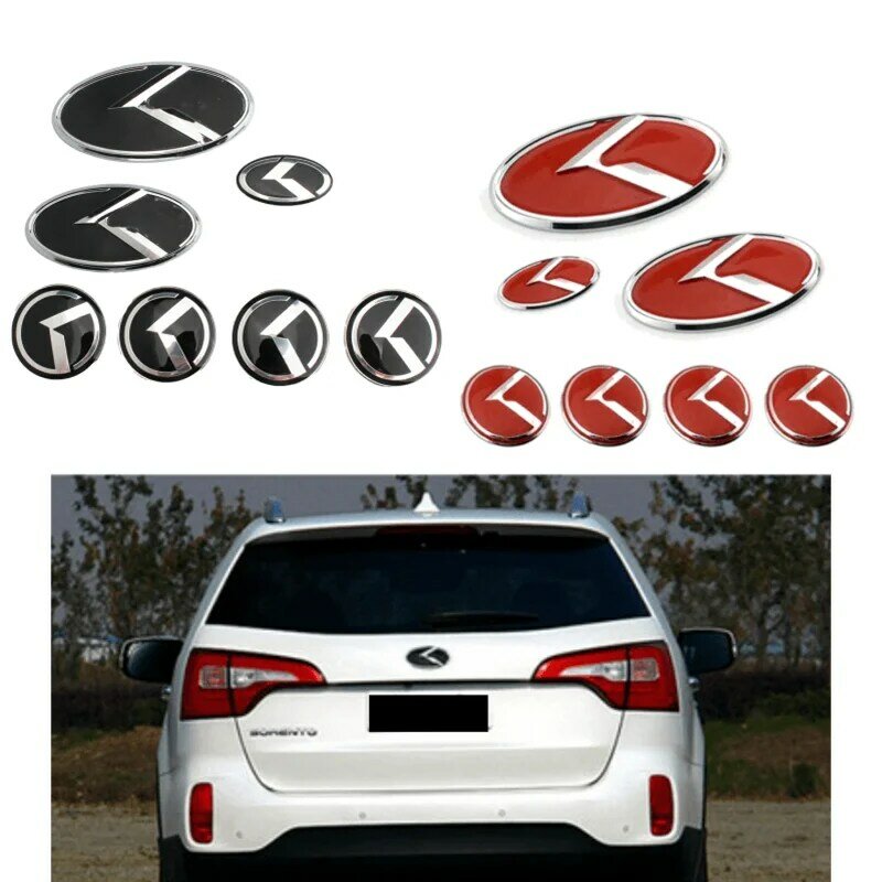 7Pcs for KIA K Emblem K2 K3 K4 K5 Sorento Car Steering Wheel Stickers Wheel Center Decals Auto Front Decal Rear Badge Styling