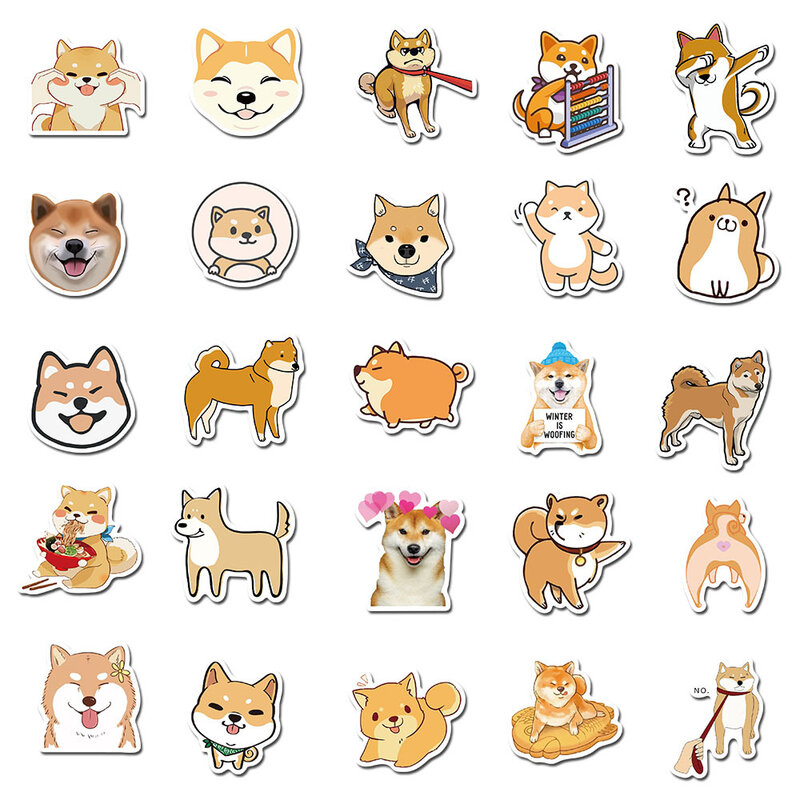 Adesivos animais japoneses shiba inu, 50 peças adoráveis animais do cachorro para crianças diy papelaria álbum de recortes portátil violão mala fofo filhote de cachorro adesivo