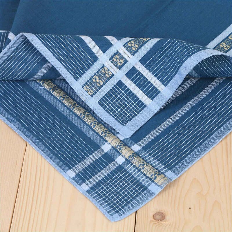 High Quality Men Cotton Dark Business Plaid Striped Handkerchief Camping Restaurant Napkin Travel Portable Pocket Towel harajuku