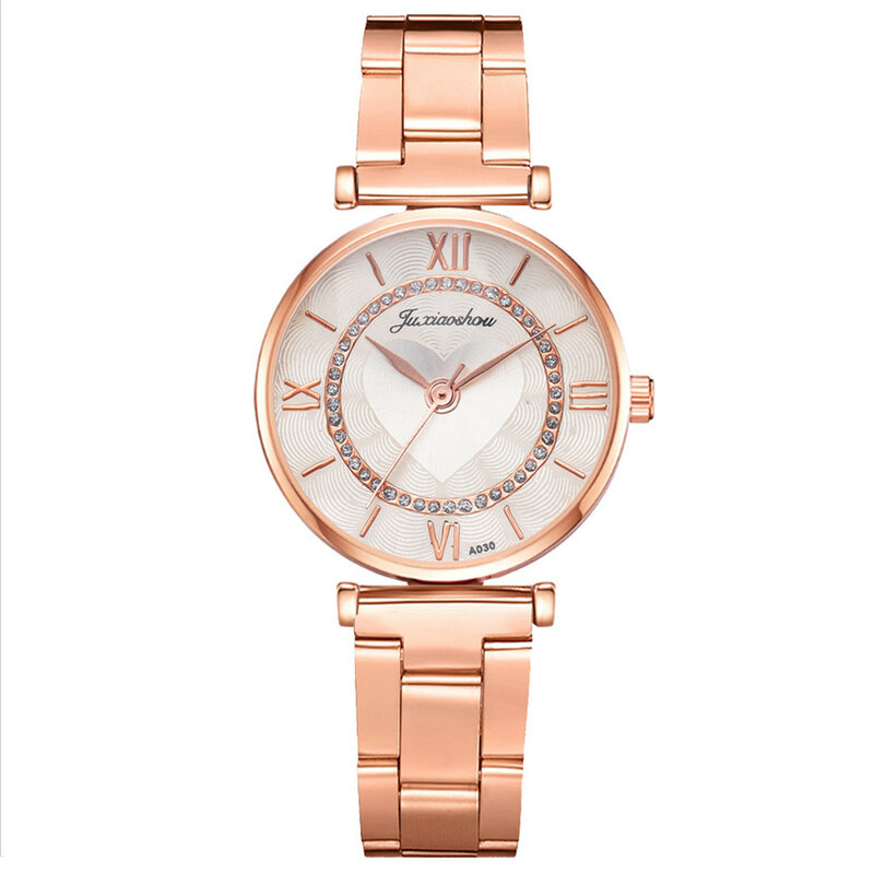 Elegancka minimalistyczna moda z paskiem w kształcie serca diamentowa tarcza ze stali nierdzewnej damski wodoodporny zegarek kwarcowy przypadkowy prezent zegar