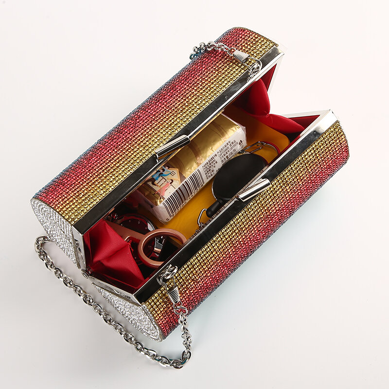 Женская сумочка-клатч, вечерняя сумочка с бриллиантами, модель ZD1739, радужные стразы