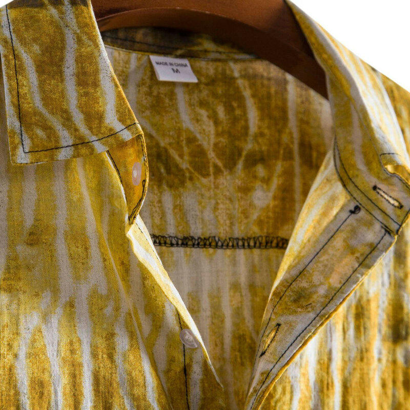 Мужская рубашка с контрастным принтом 54 #, с коротким рукавом и отложным воротником, Гавайские рубашки, свободные винтажные топы, мужские ру...