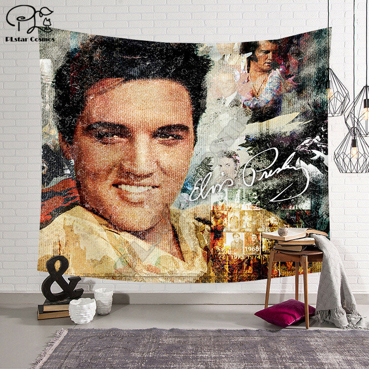 Couverture imprimée en 3D Elvis Presley, tapisserie rectangulaire, décoration murale pour la maison, style-4