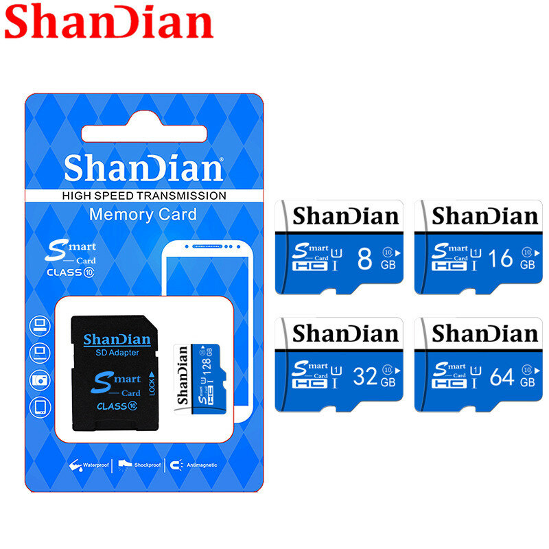 ShanDian Memory card Micro SD card 32GB 64GB 16GB 8GB class10 TF card Microsd Pen drive Flash memory disk for smartphone/camera