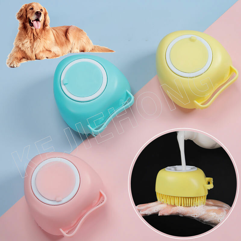 Pet szampon dla psów szczotka kot grzebień do masażu Grooming Scrubber szczotka pod prysznic krótkie włosy miękkiego silikonu szczotka do kąpieli rękawiczki narzędzia produkty